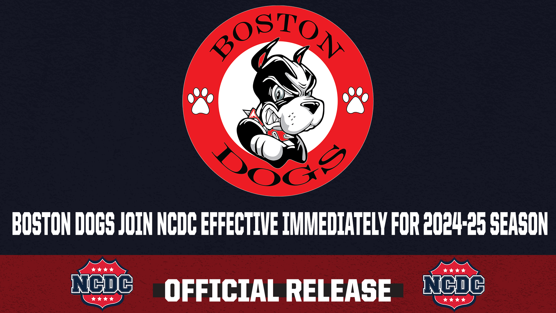 Boston Dogs To Begin Play In NCDC Effective Immediately